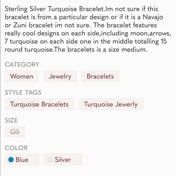 925 Turquoise Cuff Bracelet - Picture 12 of 13